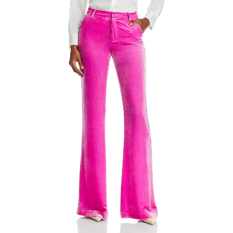 Womens Velvet Flared Trouser Pants Trousers Mesh Breathable