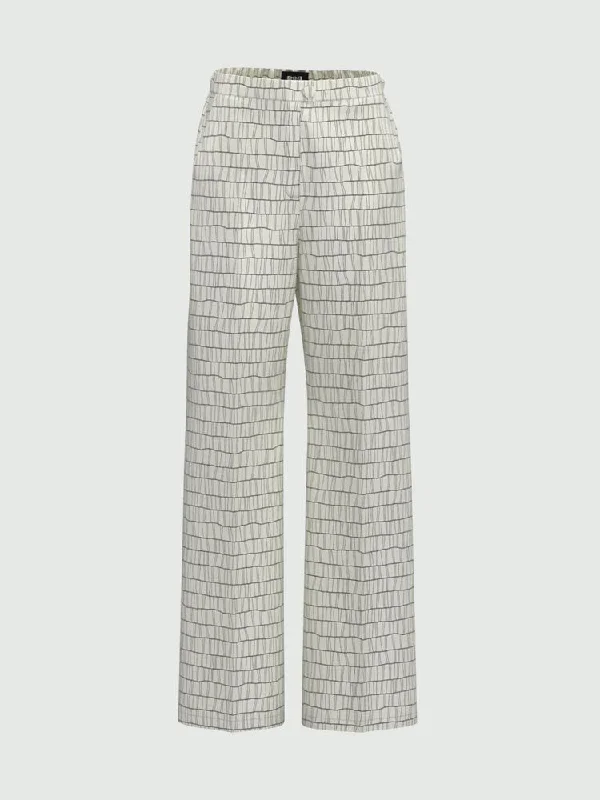 Emme Marella Distant Trousers Wool White Trousers Leather Faux