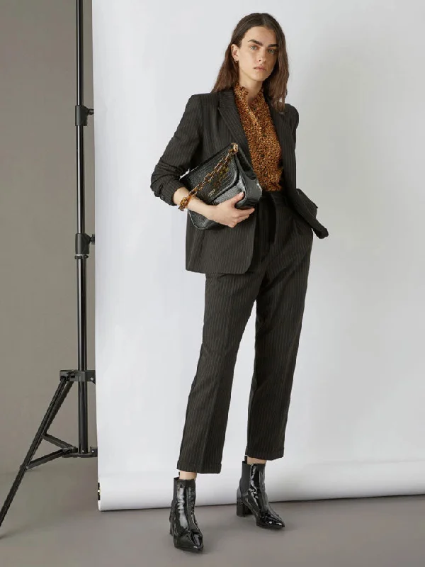 Emme Marella Piano Striped Trousers Black Trousers versatile functional