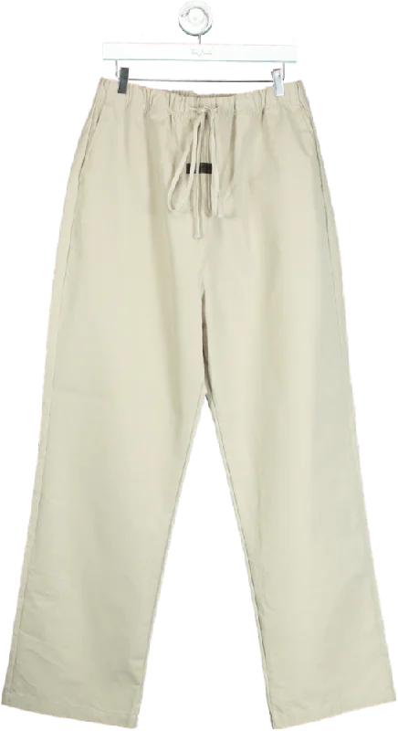 Fear of God Essentials Beige Relaxed Cotton Blend Trousers UK L Trousers Elastic Waist Soft