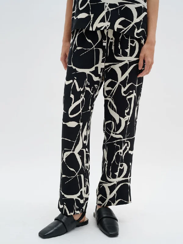 InWear PaileyIW Trousers Poetic Scribble Black Trousers Essential Wardrobe