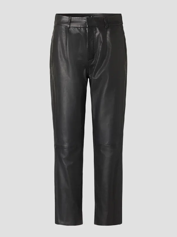 Ivy Copenhagen Ali Kylie Leather Trousers Black Trousers trendy modern