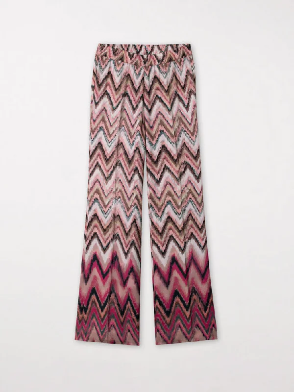 Luisa Cerano Zig Zag Printed Trousers Pink & Barolo Trousers fashionable trendy