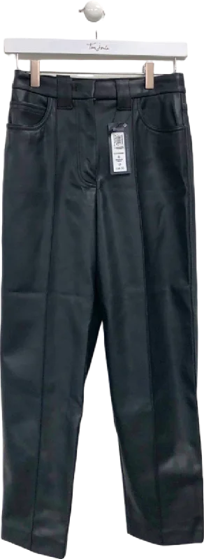 M&S Black Faux Leather Trousers Regular UK 8 Trousers Palazzo Wide Leg