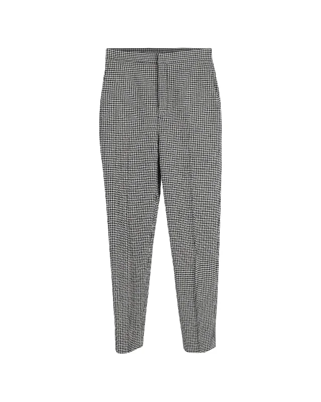 Houndstooth High-Rise Straight-Leg Wool Trousers Trousers versatile functional