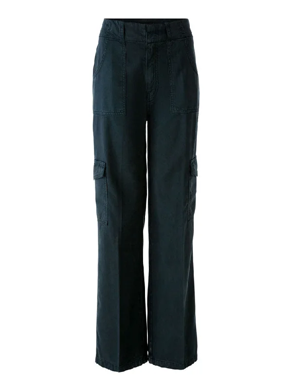 Oui Cargo Trousers Dark Green Trousers Handmade Artisanal