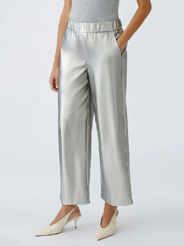 Oui Culotte Trousers Silver Trousers chic fashionable