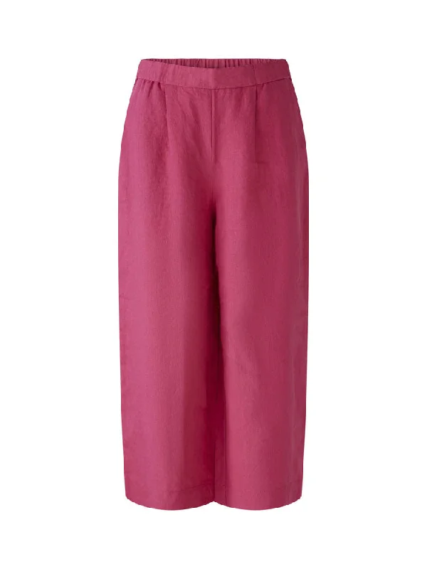 Oui Linen Trousers Pink Trousers Print Floral