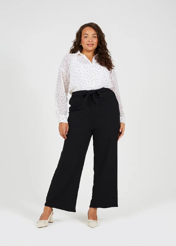 PLUS SIZE BELTED BLACK BOOTCUT TROUSERS Trousers High Rise Slim Fit