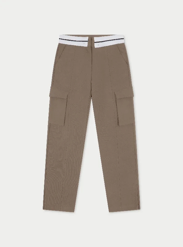 REVERSE WAISTBAND SMART CARGO TROUSER - BEIGE Trousers Exclusive Limited