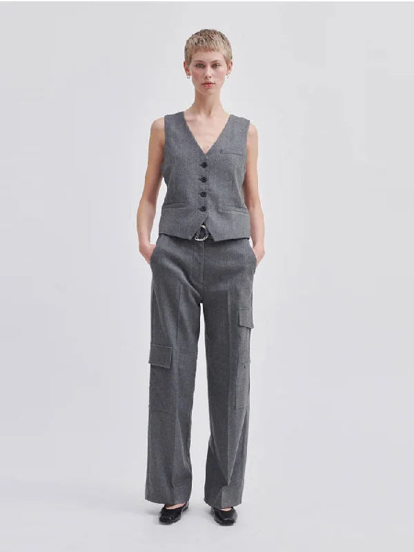 Second Female Holsye Cargo Trousers Grey Melange Trousers Exclusive Limited