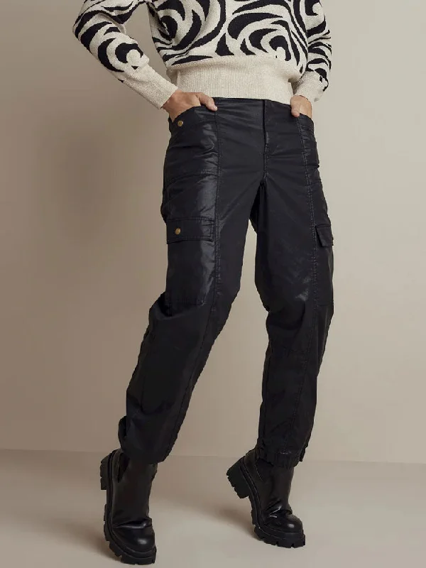 Summum Foil Coated Cargo Trousers Black Trousers Formal Black