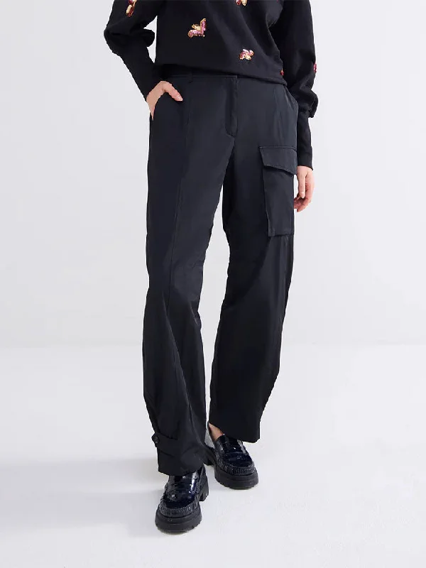 Summum Taffeta Cargo Trousers Black Trousers fashionable trendy