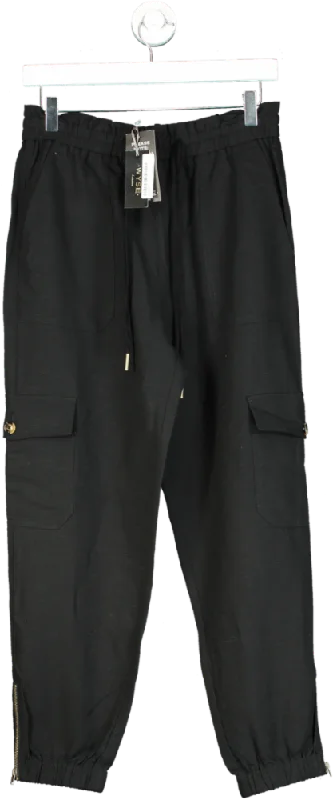 WYSE LONDON Black Anyah Cargo Trouser UK 8 Trousers Silk Elegant