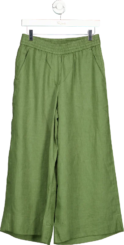 WYSE LONDON Green Linen wide leg Trousers UK 8 Trousers Tapered Slim Fit