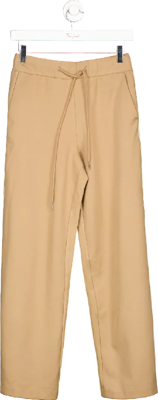 WYSE LONDON Camel Penny ponte Wide Leg Trousers UK 8 Trousers Low Rise Relaxed