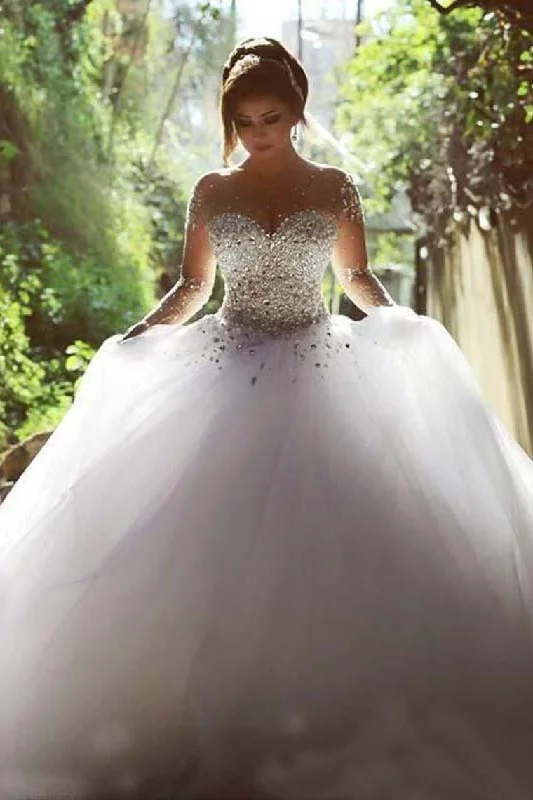 Scoop Wedding Dresses A Line With Beading Floor-Length Tulle Tunics Silk luxurious