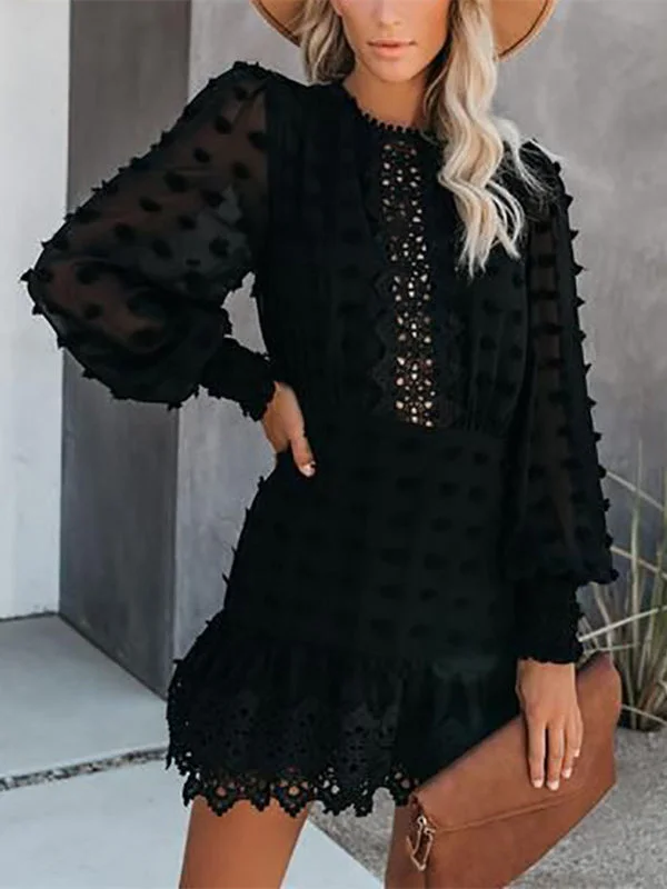 Slim Party Mini Black Short Dress Women Long Puff Sleeve Dresses Tunics Long Elegant