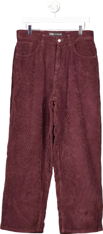 Zara Burgundy Corduroy Trousers EU 38 Trousers Trousers Formal