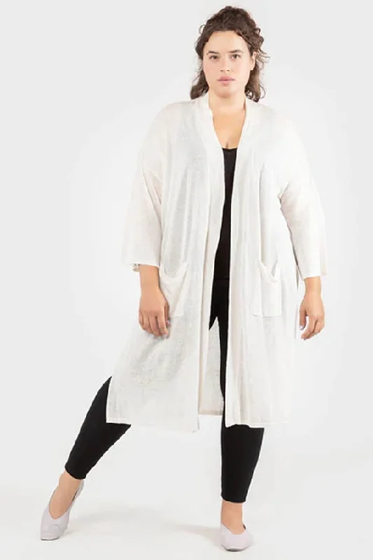 Dex Plus Open-Front Side-Slit Long Cardigan Denim Fabric Leather Fabric Suede Fabric Dex Plus Open-Front Side-Slit Long Cardigan Denim Fabric Leather Fabric Suede Fabric