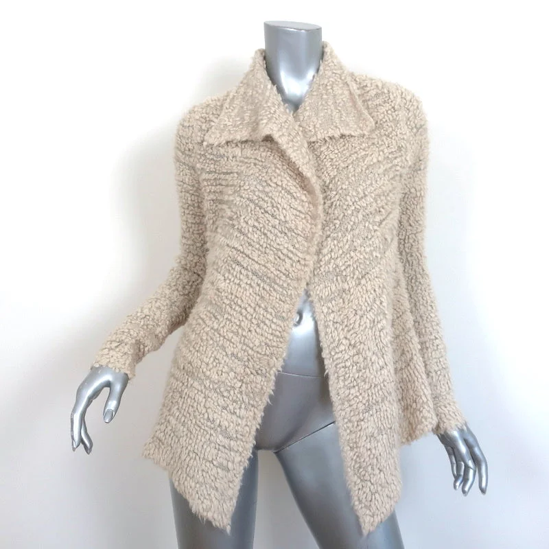 James Perse Shearling Cardigan Ivory Wool-Mohair Size 2 Open Front Sweater Nylon Fabric Polyester Fabric Spandex Fabric