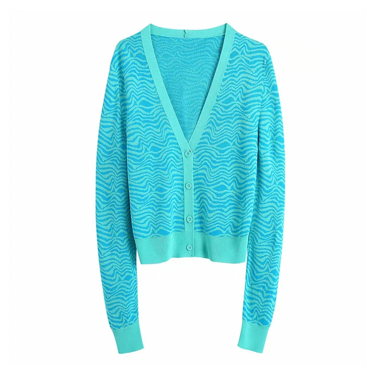 New French retro V-neck jacquard knitted cardigan coat 7238 Boat Neck Shawl Collar Notched Collar New French retro V-neck jacquard knitted cardigan coat 7238 Boat Neck Shawl Collar Notched Collar