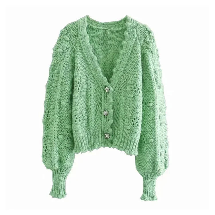 New spherical hollow out artificial jewelry button knitted cardigan 7253 Chenille Blend Fleece Blend Nylon Blend New spherical hollow out artificial jewelry button knitted cardigan 7253 Chenille Blend Fleece Blend Nylon Blend