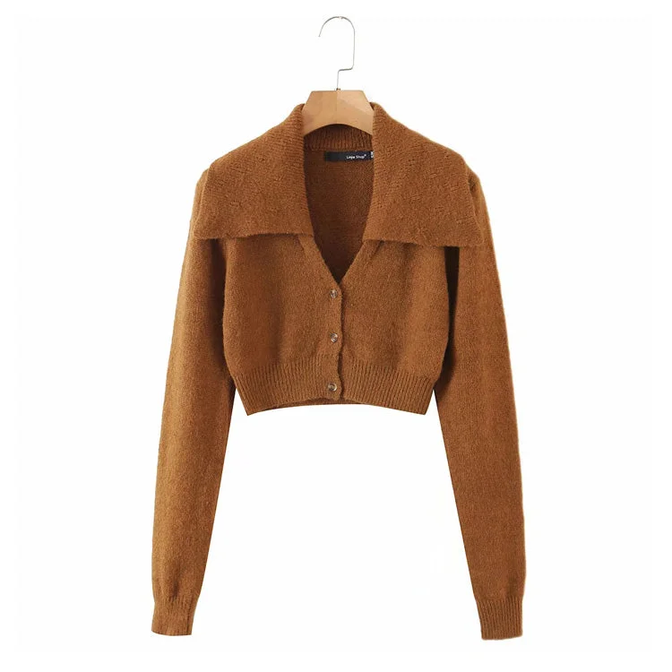 New women's fashion versatile Vintage large lapel knitted cardigan 7235 Knit Fabric Woven Fabric Fleece Fabric New women's fashion versatile Vintage large lapel knitted cardigan 7235 Knit Fabric Woven Fabric Fleece Fabric