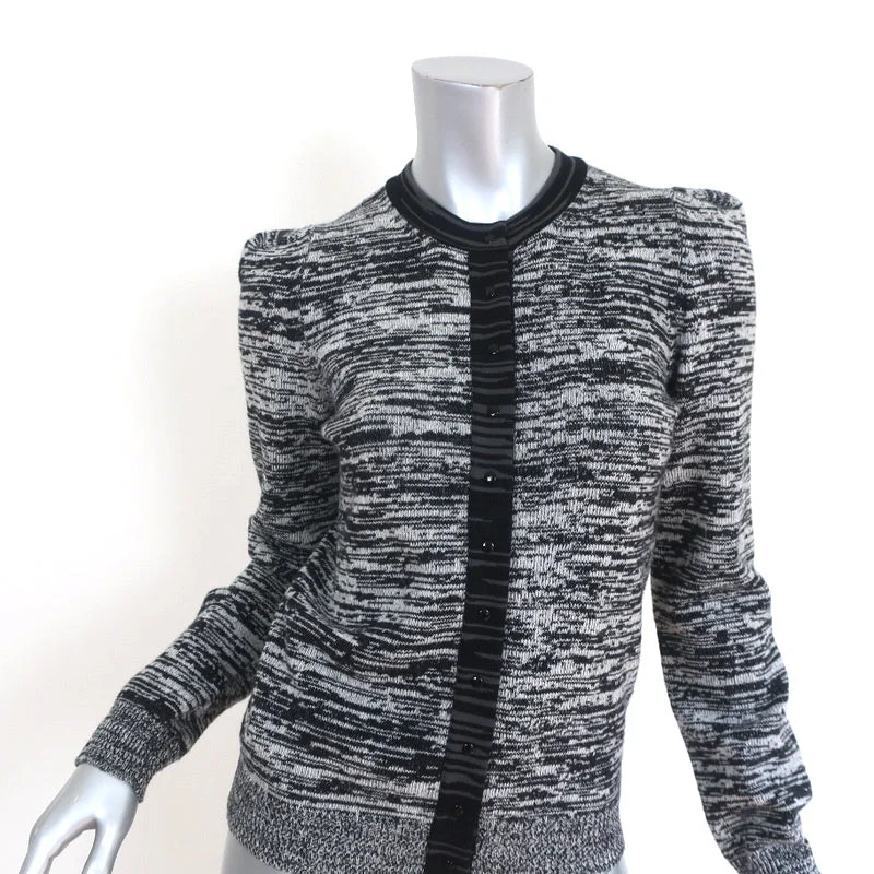 Stella McCartney Cardigan Black/Gray Space Dye Wool Size 42 Snap-Front Sweater Tailored Straight A-Line Stella McCartney Cardigan Black/Gray Space Dye Wool Size 42 Snap-Front Sweater Tailored Straight A-Line