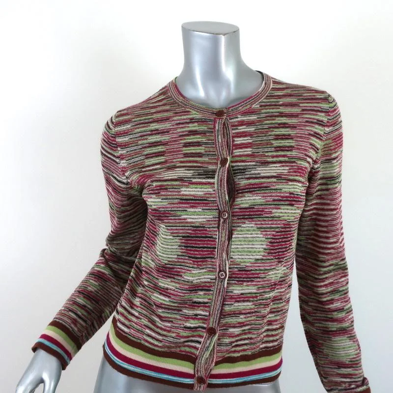 M Missoni Space Dye Cardigan Multicolor Wool-Blend Size 42 Crewneck Sweater Button Cardigan Zip Cardigan Pullover Cardigan