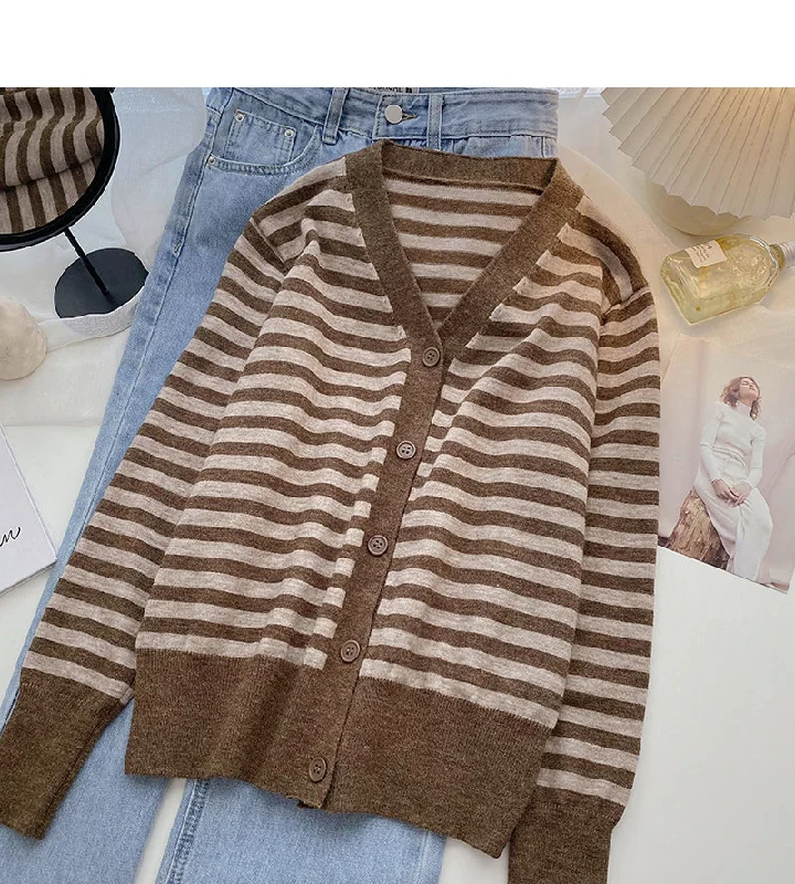 Knitted cardigan coat women's Retro lazy style  6565 Iron Safe Non-Iron Wrinkle Free