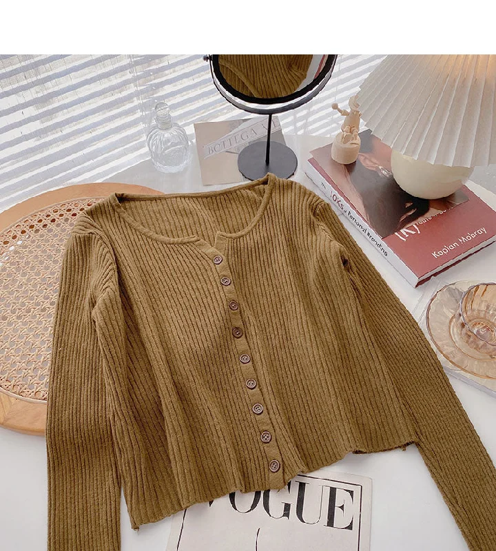 Knitted cardigan women's lazy style solid color versatile long sleeve top  6684 Stylish Fashionable Trendy