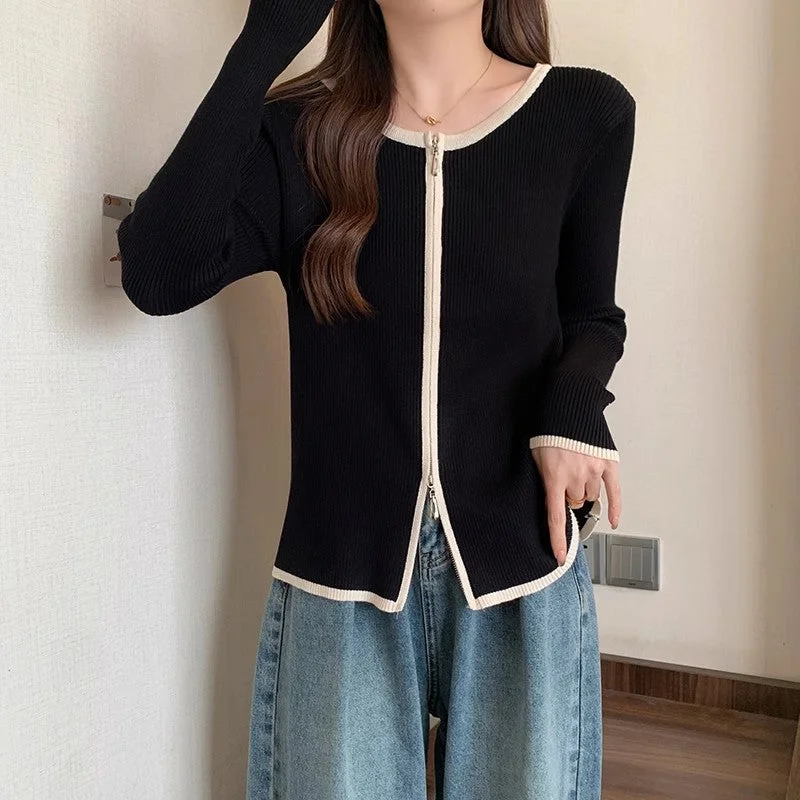 Plus size loose long-sleeved knitted cardigan women's new sweater coat     S3412 Velvet Chenille Corduroy